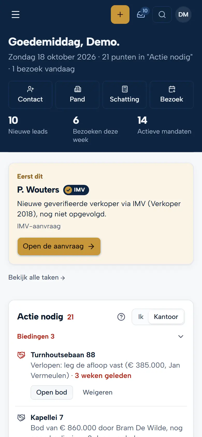 Het Pando-dashboard op een gsm